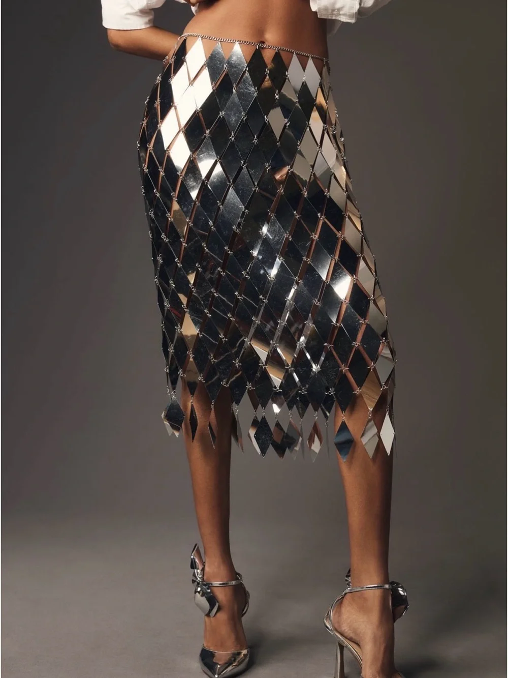 NWT Maeve Silver Pailette Mosaic Skirt Size S/M